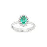 Anello in Oro Bianco con Smeraldo 0.41kt e Diamanti