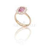 Anello in Oro Rosa con Zaffiro rosa 1.32kt e Diamanti