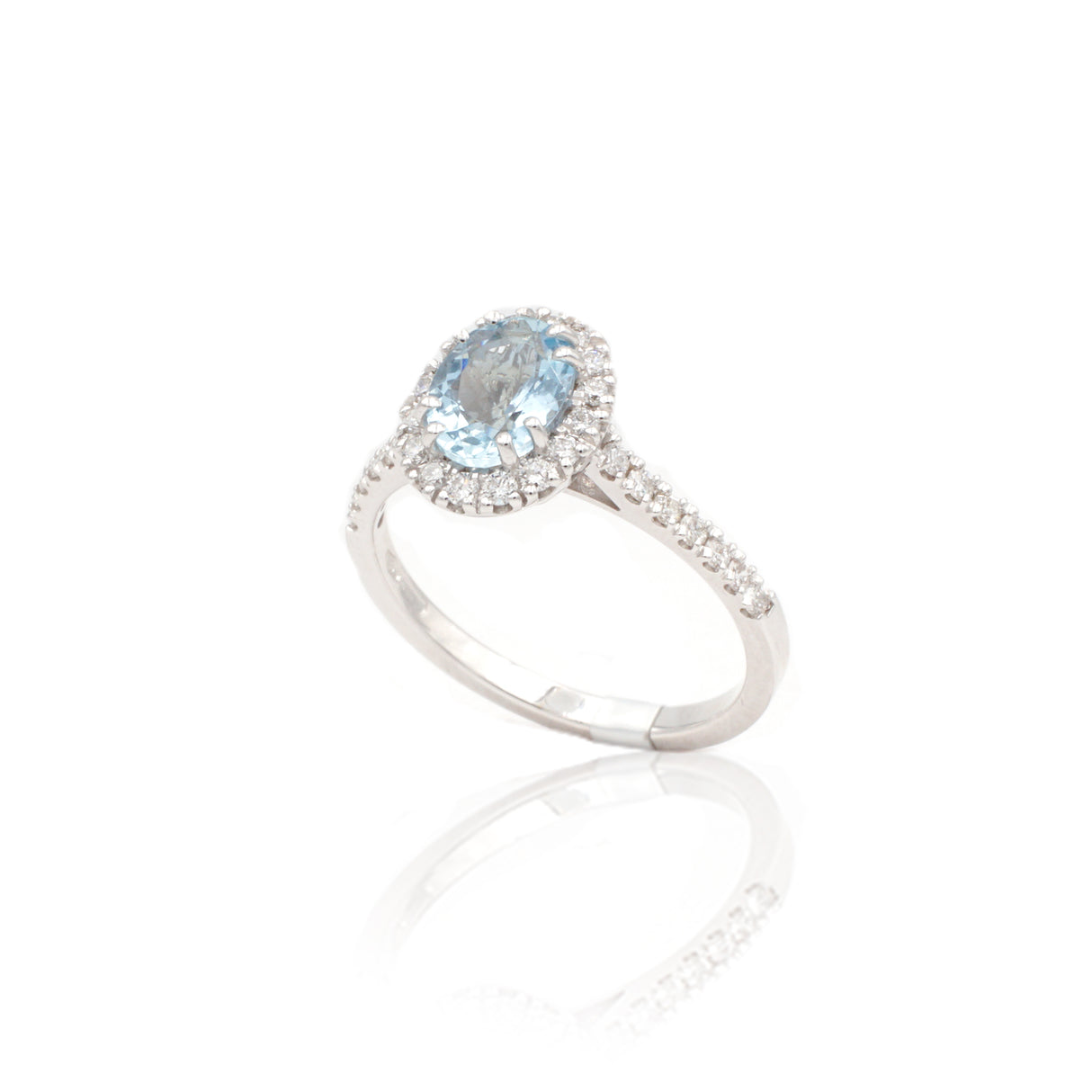 Anello Acquamarina 1.13kt contorno di Diamanti-Anelli-GRANARELLI-Gioielleria Granarelli
