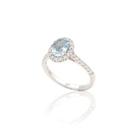 Anello Acquamarina 1.13kt contorno di Diamanti-Anelli-GRANARELLI-Gioielleria Granarelli