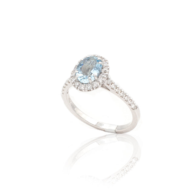 Anello Acquamarina 1.13kt contorno di Diamanti-Anelli-GRANARELLI-Gioielleria Granarelli