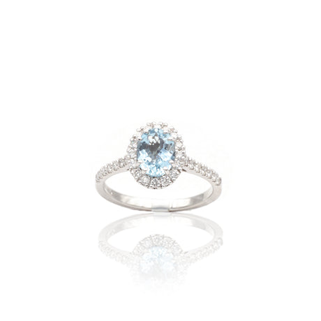 Anello Acquamarina 1.13kt contorno di Diamanti-Anelli-GRANARELLI-Gioielleria Granarelli