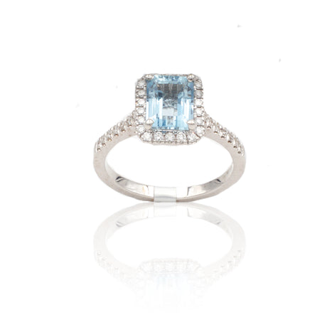 Anello Acquamarina 1.79kt contorno di Diamanti-Anelli-GRANARELLI-Gioielleria Granarelli