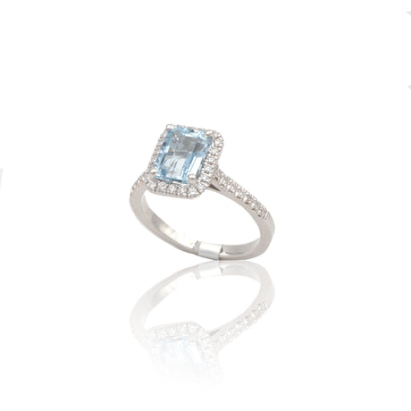 Anello Acquamarina 1.79kt contorno di Diamanti-Anelli-GRANARELLI-Gioielleria Granarelli