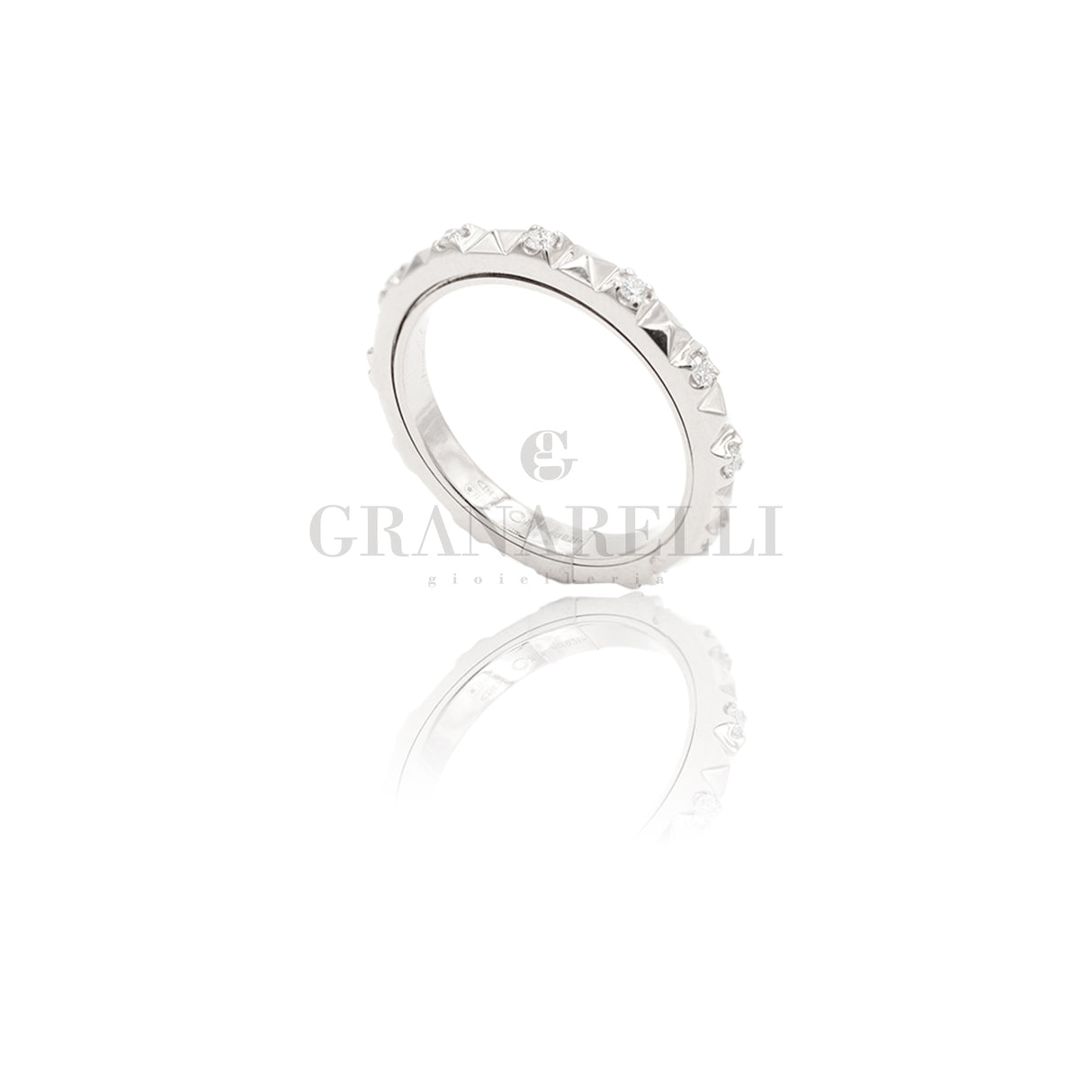 Anello Borchiette Oro Bianco e Diamanti