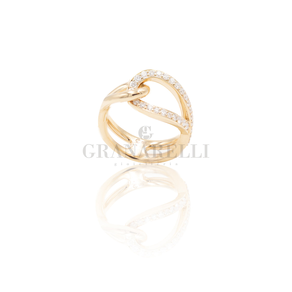Anello Intreccio Oro Rosa e Diamanti