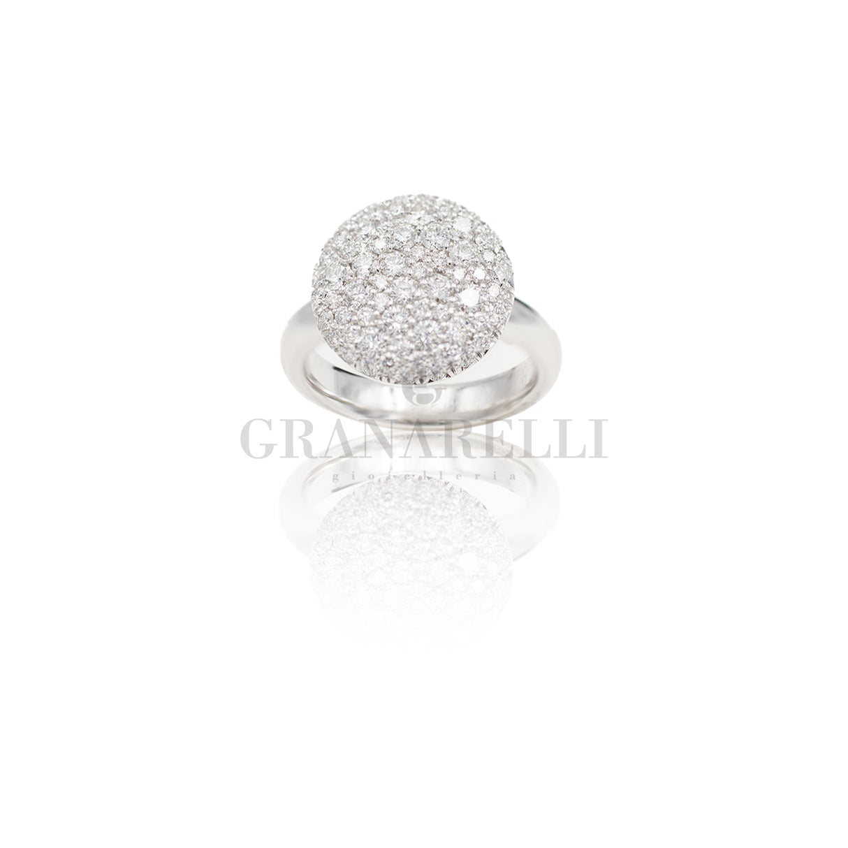 Anello Pavè Diamanti in Oro Bianco