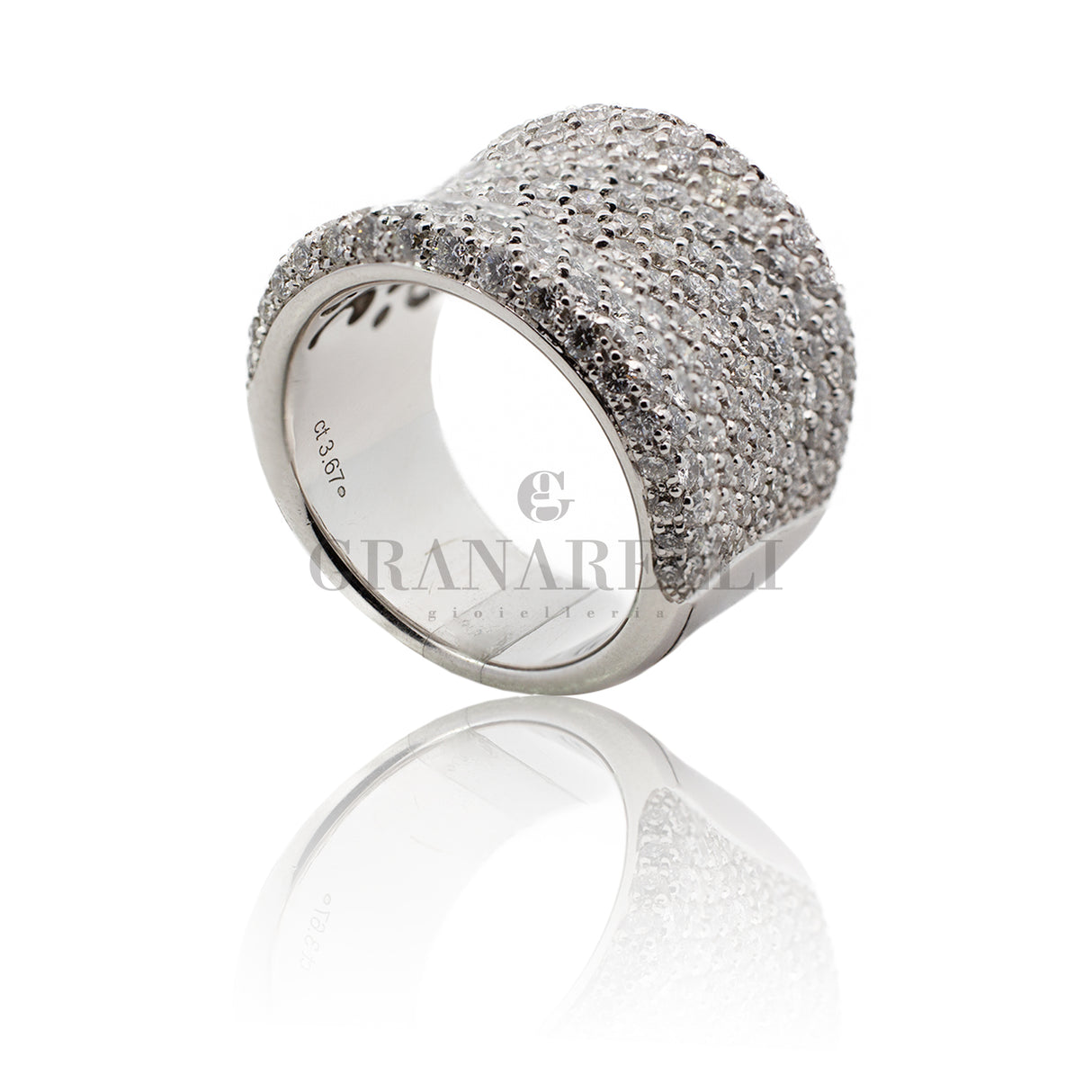 Anello fascia con Diamanti in Oro Bianco