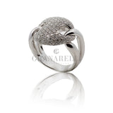 Anello fascia bottone con Diamanti in Oro Bianco