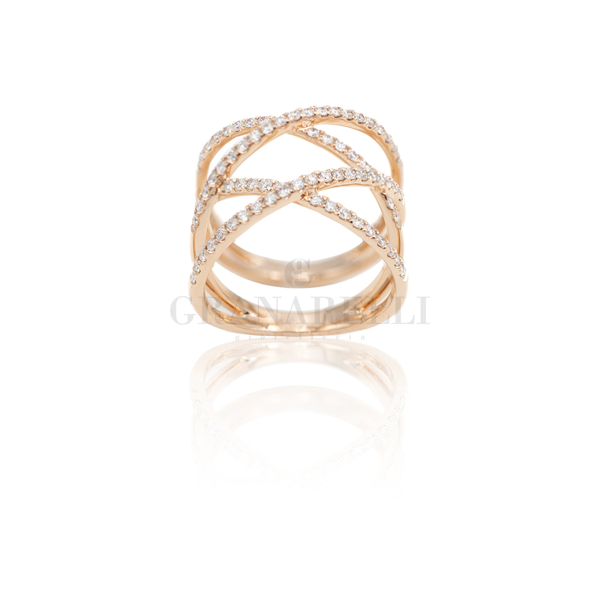Anello intrecciato con diamanti Oro Rosa 0.90kt