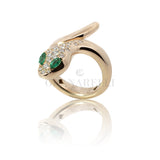 Rose gold and emerald gold snake ring and diamonds