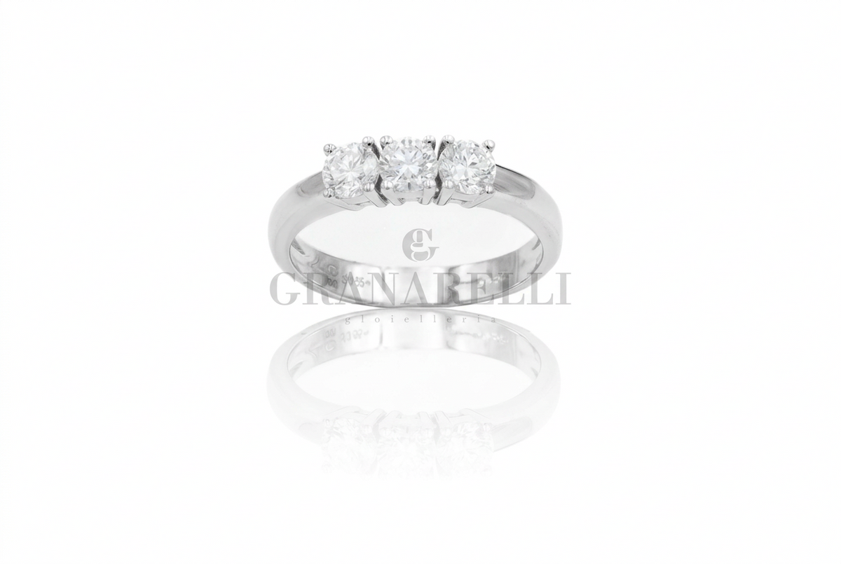 Anello Trilogy 1,21kt certificato GIA Oro bianco