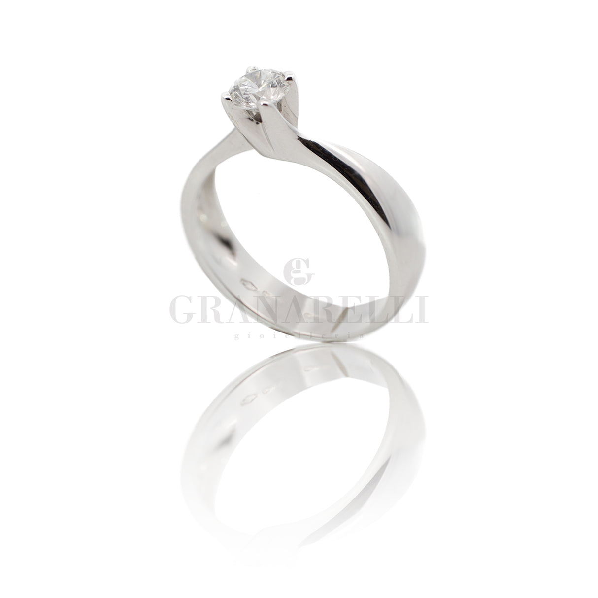 Anello Recarlo Solitario 0.50kt in Oro Bianco e Diamante-Anelli-RECARLO-Gioielleria Granarelli