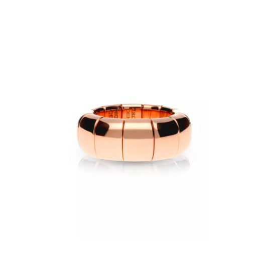 Anello Grande Ceramica Dorata Rosa
