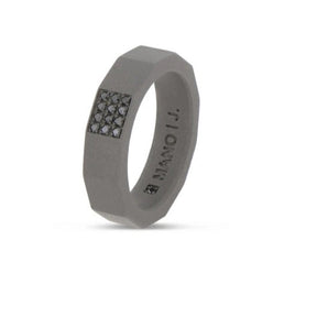 Anello Twelve Titanio Fascia Diamanti Black Tg.19-Anelli-MANO-Gioielleria Granarelli