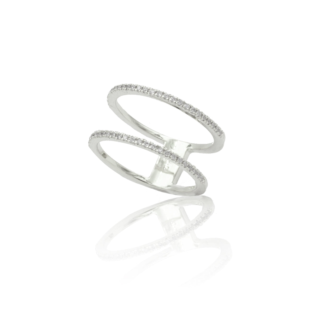 Anello Doppia fedina di diamanti in Oro Bianco