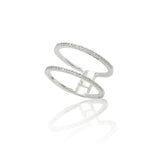Anello Doppia fedina di diamanti in Oro Bianco
