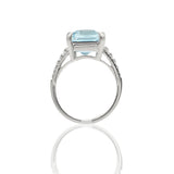 Anello Acquamarina 8.56kt Rettangolare con Diamanti-Anelli-GRANARELLI-Gioielleria Granarelli