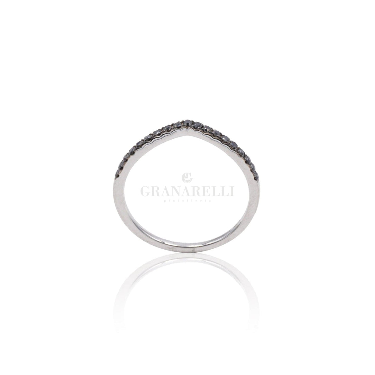 Anello Ali di Gabbiano in Oro Bianco e Brillanti Neri-Anelli-CRIVELLI- [SKU] -Gioielleria Granarelli