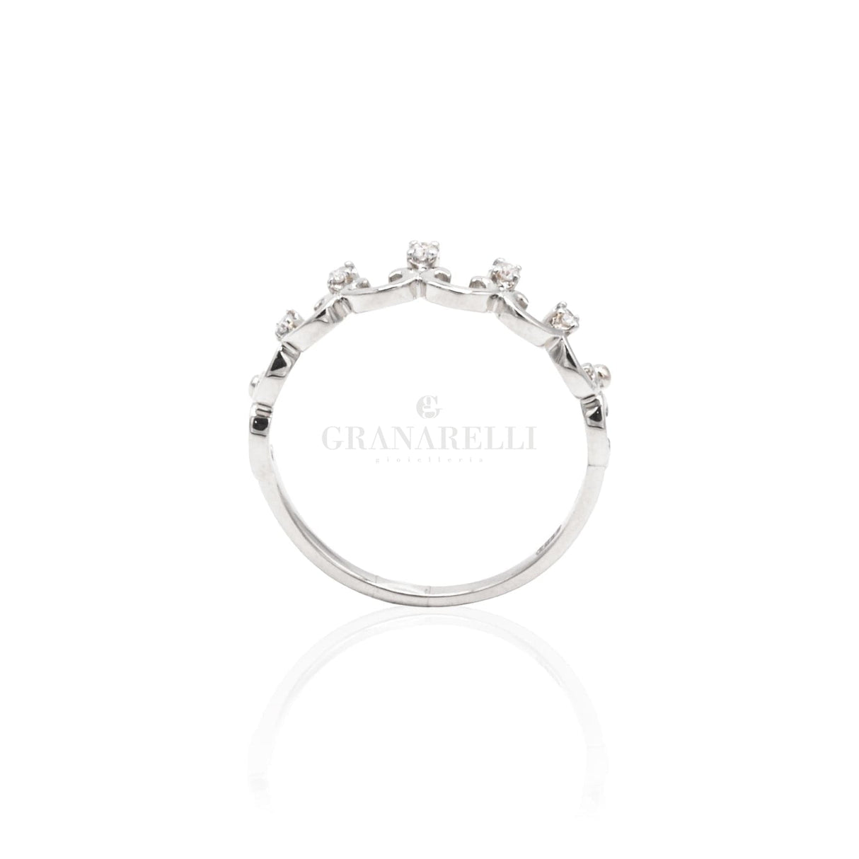 Anello Corona con Diamanti in Oro Bianco-Anelli-CRIVELLI- [SKU] -Gioielleria Granarelli