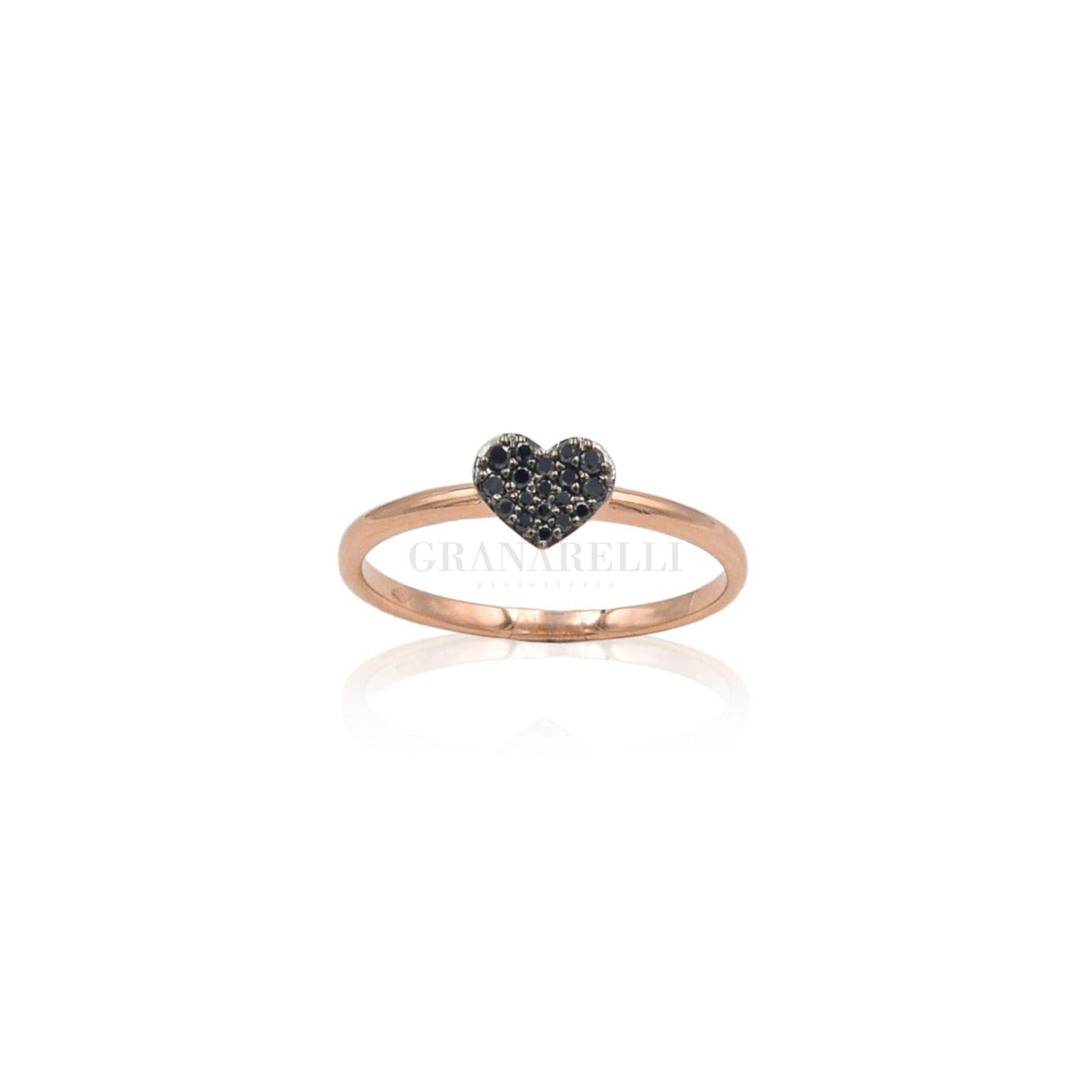 Anello Cuore Diamanti Neri-Anelli-CRIVELLI- [SKU] -Gioielleria Granarelli