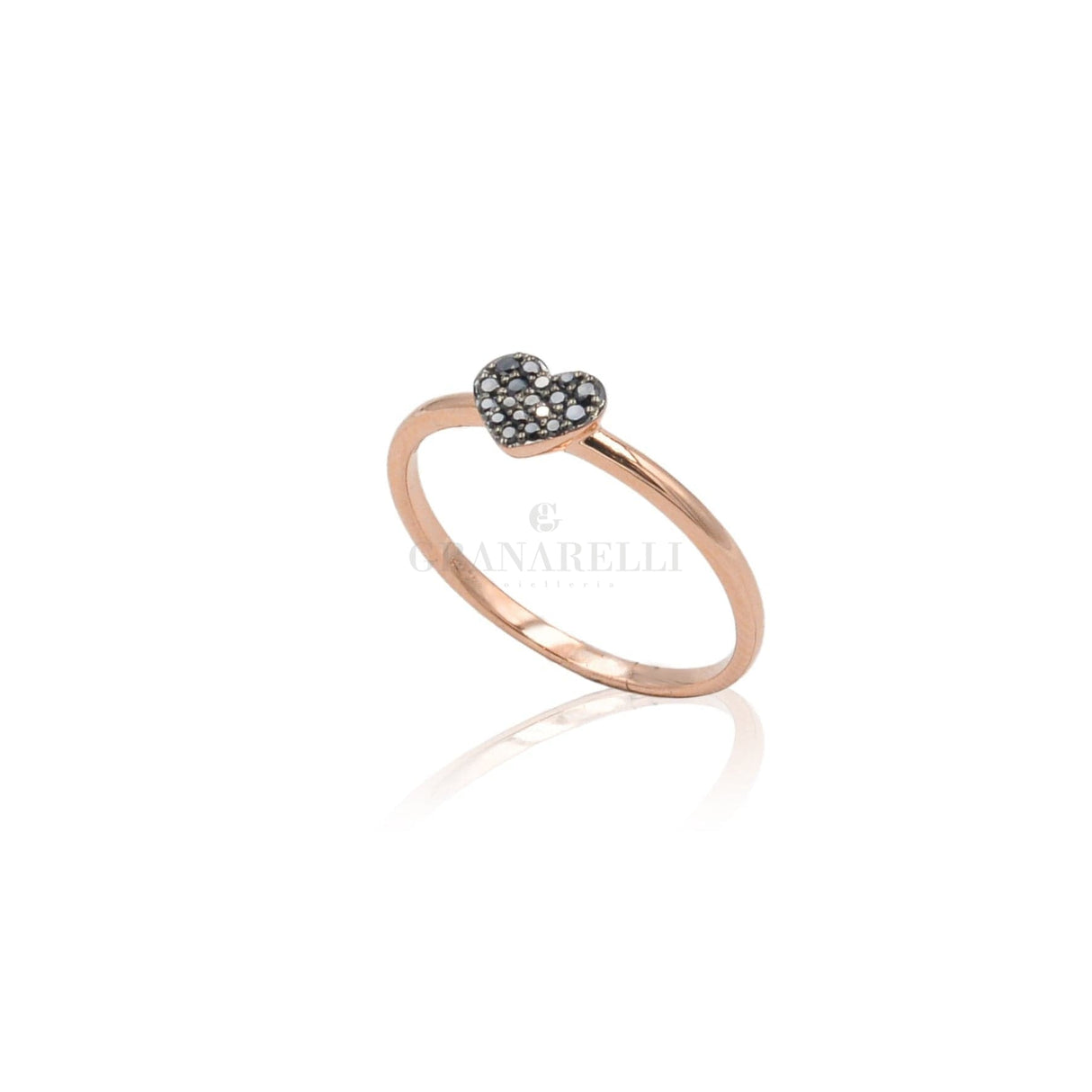 Anello Cuore Diamanti Neri-Anelli-CRIVELLI- [SKU] -Gioielleria Granarelli