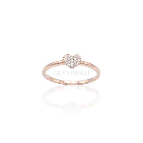 Anello Cuore Pavé di Diamanti in Oro Rosa-Anelli-CRIVELLI- [SKU] -Gioielleria Granarelli