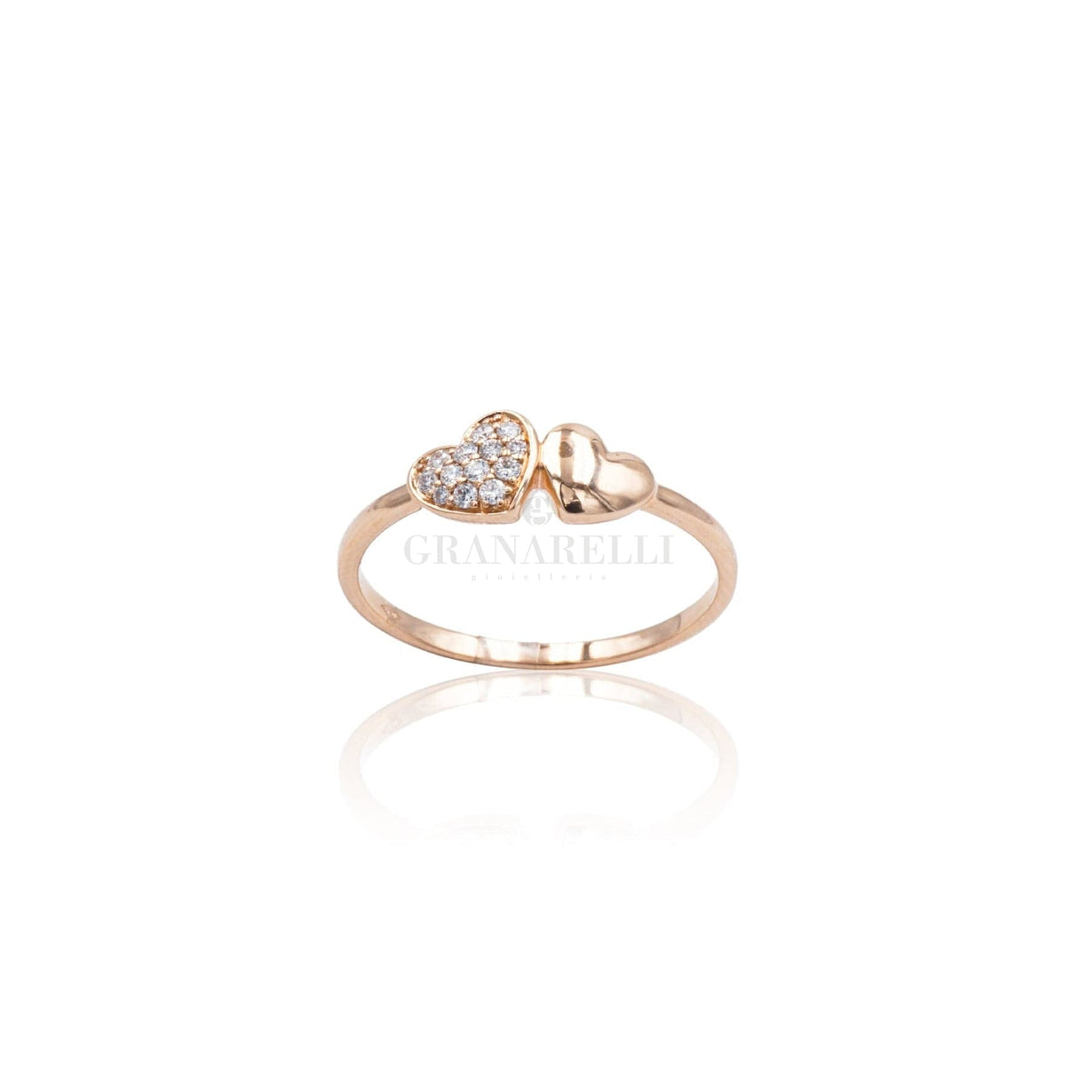Anello Cuori in Oro Rosa e Diamanti brillanti-Anelli-CRIVELLI- [SKU] -Gioielleria Granarelli