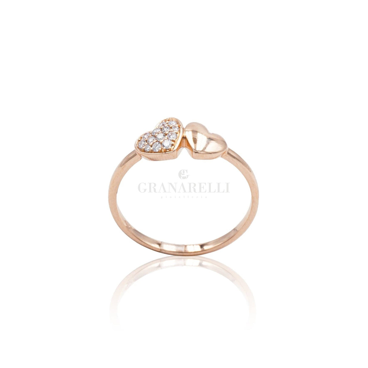 Anello Cuori in Oro Rosa e Diamanti brillanti-Anelli-CRIVELLI- [SKU] -Gioielleria Granarelli