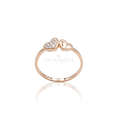 Anello Cuori in Oro Rosa e Diamanti brillanti-Anelli-CRIVELLI- [SKU] -Gioielleria Granarelli