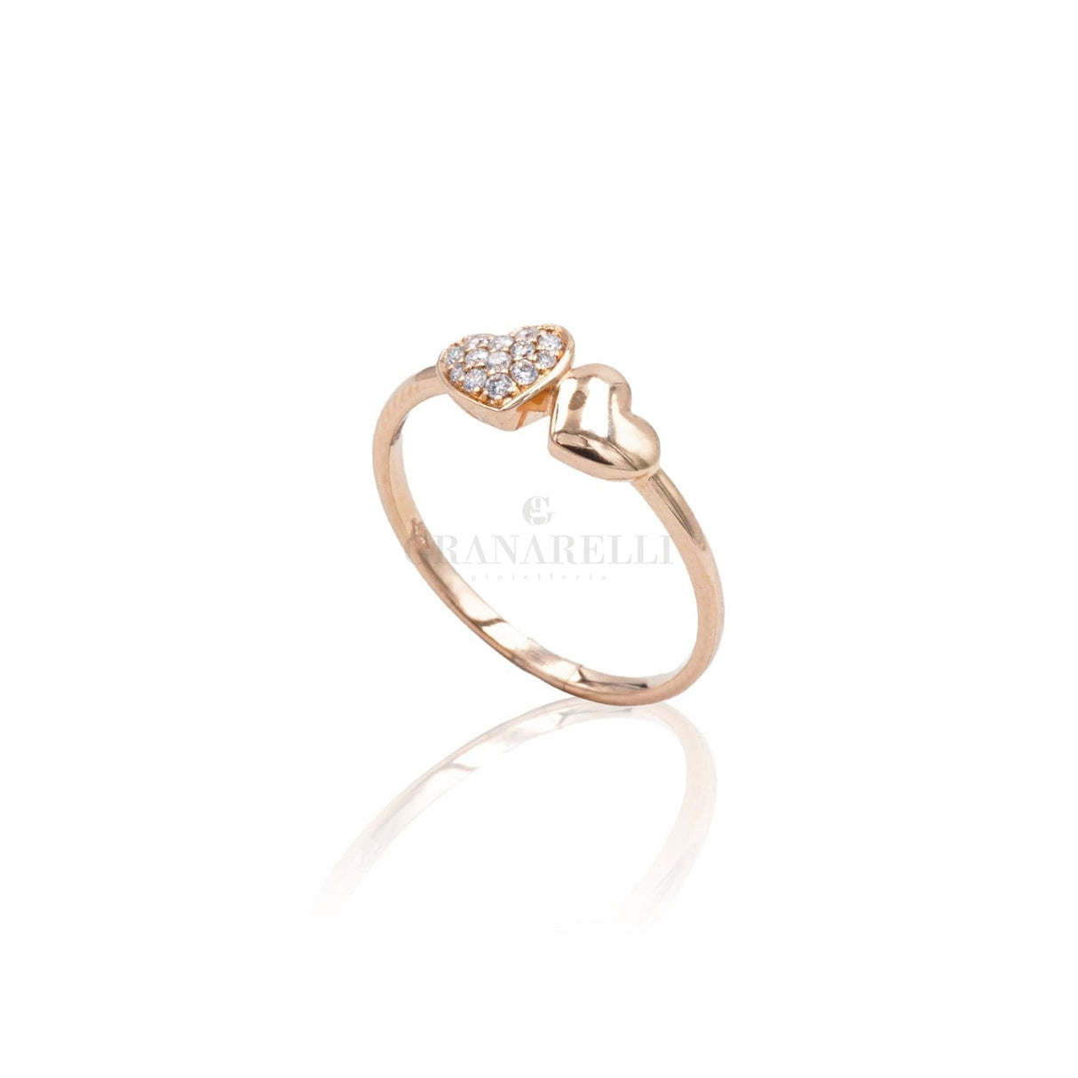 Anello Cuori in Oro Rosa e Diamanti brillanti-Anelli-CRIVELLI- [SKU] -Gioielleria Granarelli