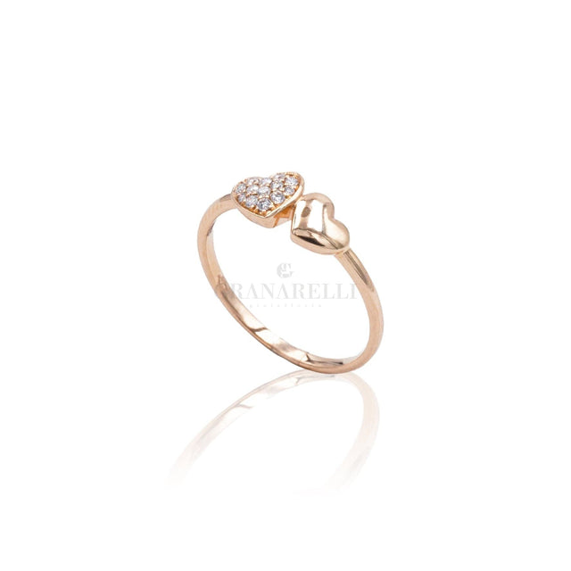 Anello Cuori in Oro Rosa e Diamanti brillanti-Anelli-CRIVELLI- [SKU] -Gioielleria Granarelli