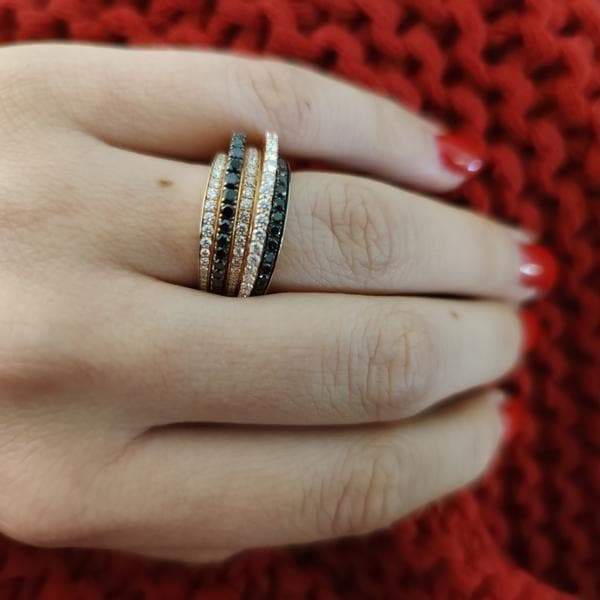 Anello Fascia Diamanti e Diamanti neri-Anelli-CRIVELLI- [SKU] -Gioielleria Granarelli