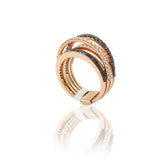 Anello Fascia Diamanti Bianchi e Neri in Oro Rosa-CRIVELLI-174-AN209-Gioielleria Granarelli