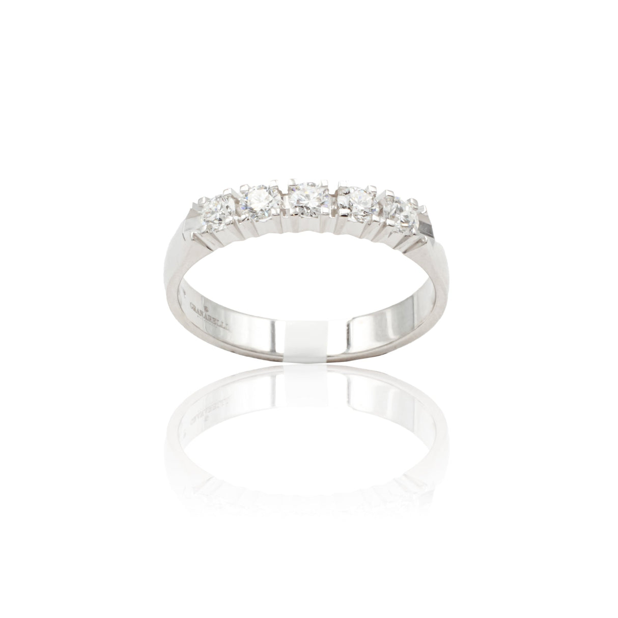 Anello Fedina 5 Diamanti 0.51kt in Oro Bianco-Anelli-GRANARELLI-Gioielleria Granarelli