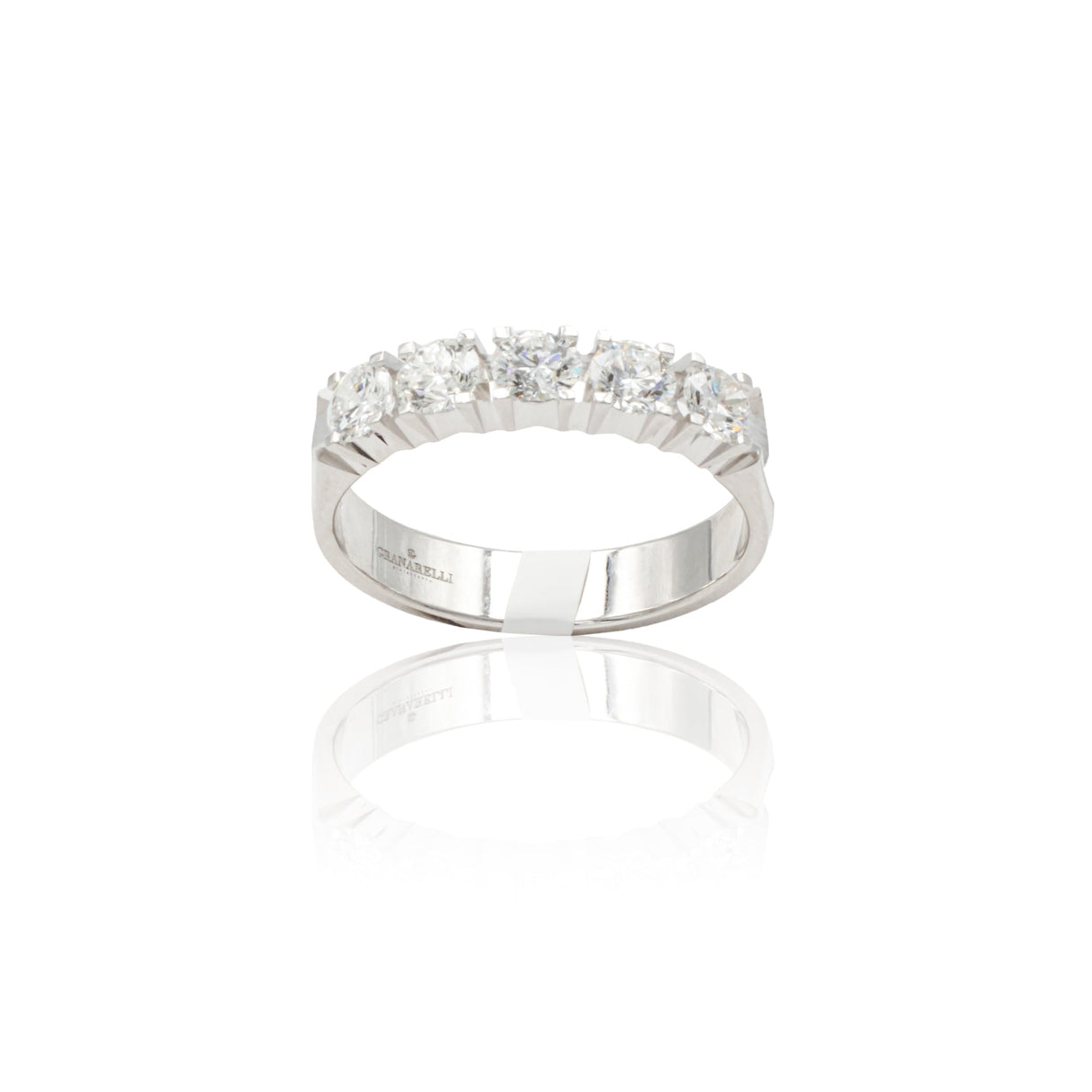 Anello Fedina 5 Diamanti 0.76kt in Oro Bianco-GRANARELLI-AN05410-5P076-Gioielleria Granarelli