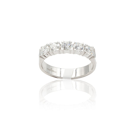 Anello Fedina 5 Diamanti 0.76kt in Oro Bianco-GRANARELLI-AN05410-5P076-Gioielleria Granarelli