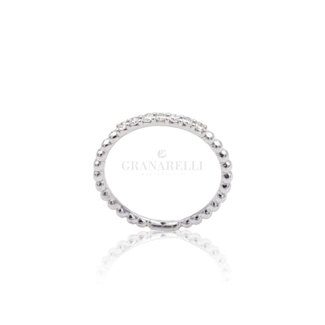 Anello Fedina Bollicine in Oro Bianco 7 Diamanti-Anelli-CRIVELLI- [SKU] -Gioielleria Granarelli