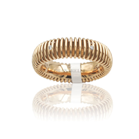 Anello Fedina Fascia larga Diamanti In Oro Rosa-Anelli-SALVINI-Gioielleria Granarelli