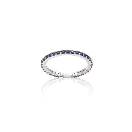 Anello Fedina Girodito in Oro Bianco con Zaffiri-Anelli-GRANARELLI- [SKU] -Gioielleria Granarelli