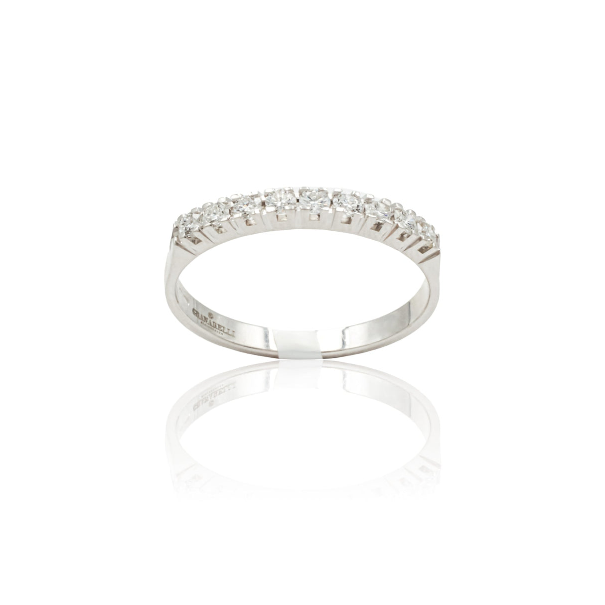 Anello Fedina con 9 Diamanti 0.32kt in Oro Bianco-Anelli-GRANARELLI-Gioielleria Granarelli
