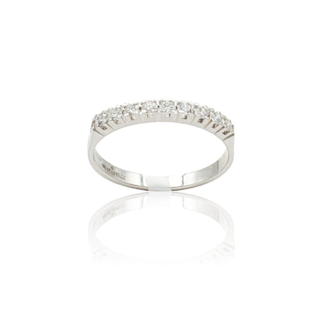 Anello Fedina con 9 Diamanti 0.32kt in Oro Bianco-Anelli-GRANARELLI-Gioielleria Granarelli