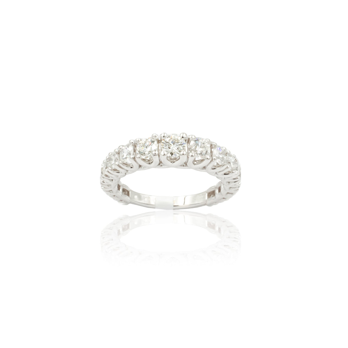 Anello Fedina di Diamanti Scalata in Oro Bianco-Anelli-GRANARELLI-14-Gioielleria Granarelli
