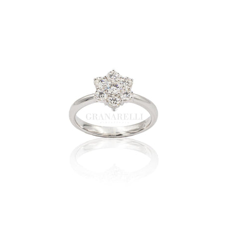Anelli Anello Fiore di Diamanti in Oro Bianco CRIVELLI
