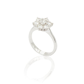 Anello Fiore con Diamanti in Oro Bianco-Anelli-GRANARELLI-Gioielleria Granarelli