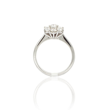 Anello Fiore con Diamanti 1.11kt in Oro Bianco-Anelli-GRANARELLI-Gioielleria Granarelli