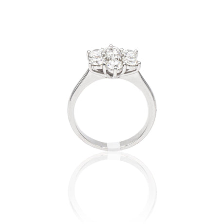 Anello Fiore con Diamanti 2.22kt in Oro Bianco-Anelli-GRANARELLI-Gioielleria Granarelli