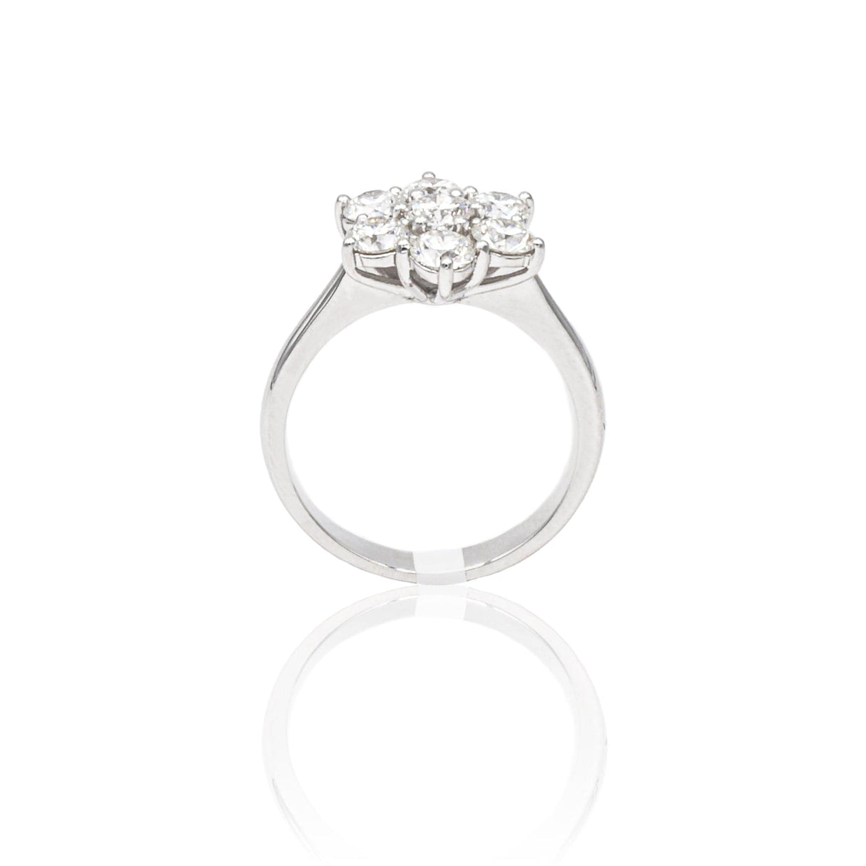 Anello Fiore con Diamanti in Oro Bianco-Anelli-GRANARELLI- [SKU] -Gioielleria Granarelli