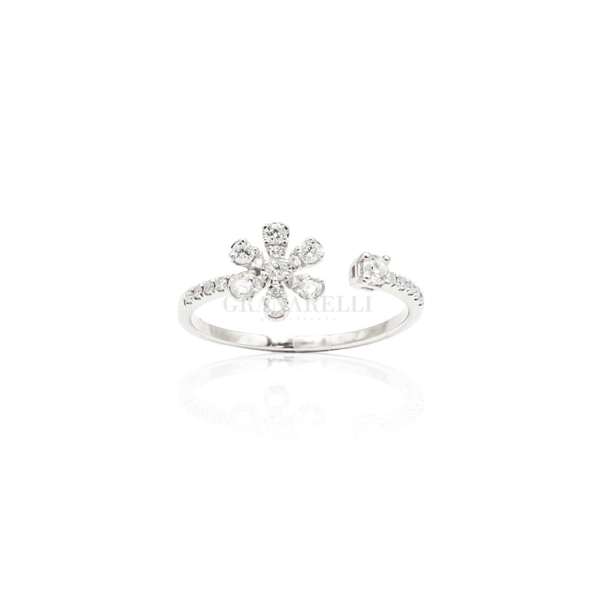 Flower ring with white gold diamonds 0.15ct