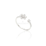 Flower ring with white gold diamonds 0.15ct